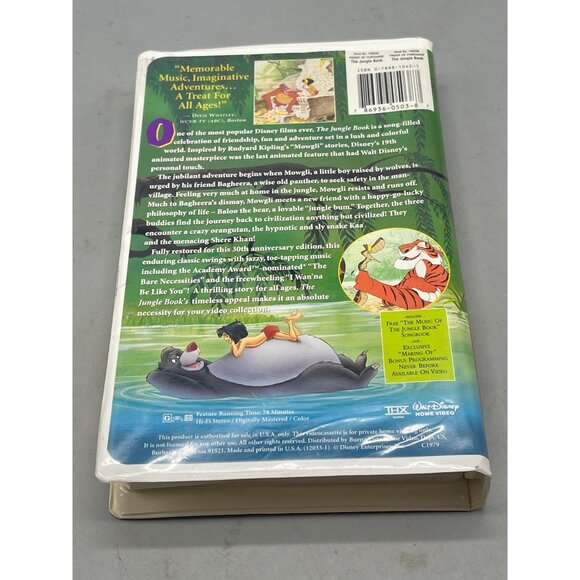 The Jungle Book VHS tape fully restored limited edition rated G 1967 READ - Picture 2 of 4